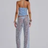 Deva Sequin Knit Trousers in Sky