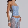 Deva Sequin Knit Trousers in Sky