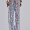 Deva Sequin Knit Trousers in Sky
