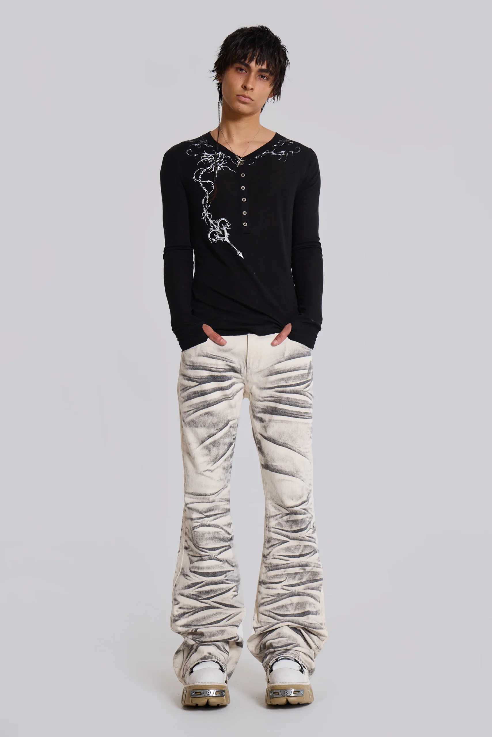 Arctic White Drift Bootcut Jeans