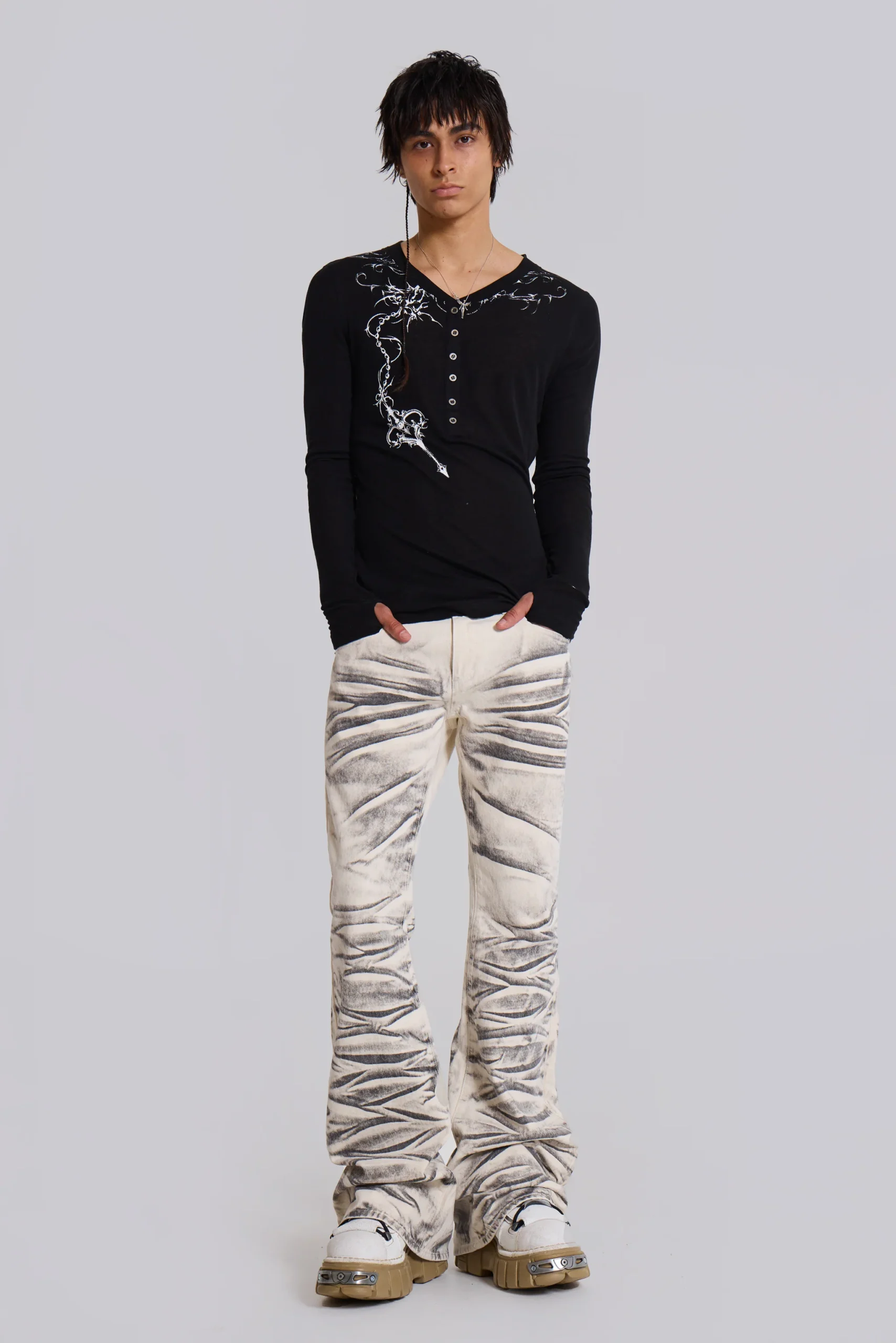 Arctic White Drift Bootcut Jeans