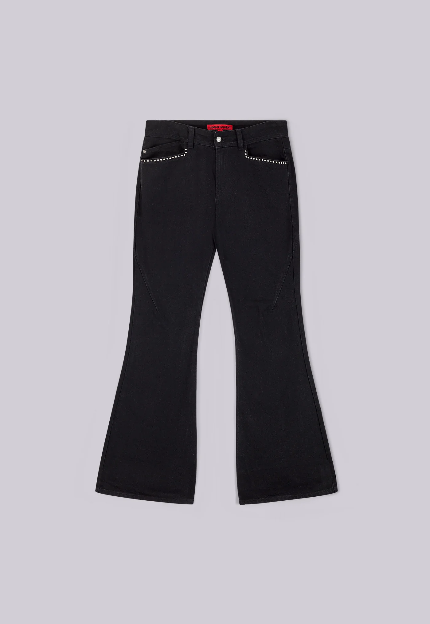 Jet Black Studded Drift Bootcut Jeans