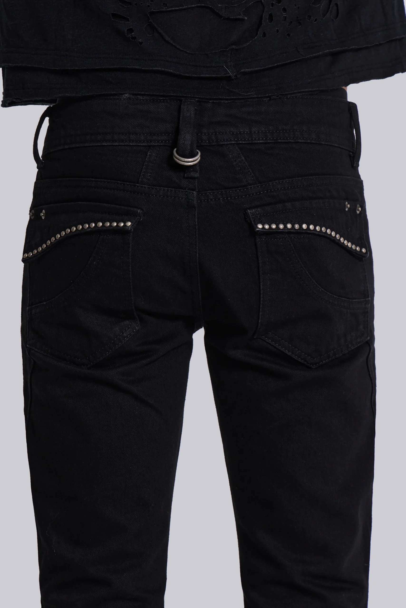 Jet Black Studded Drift Bootcut Jeans