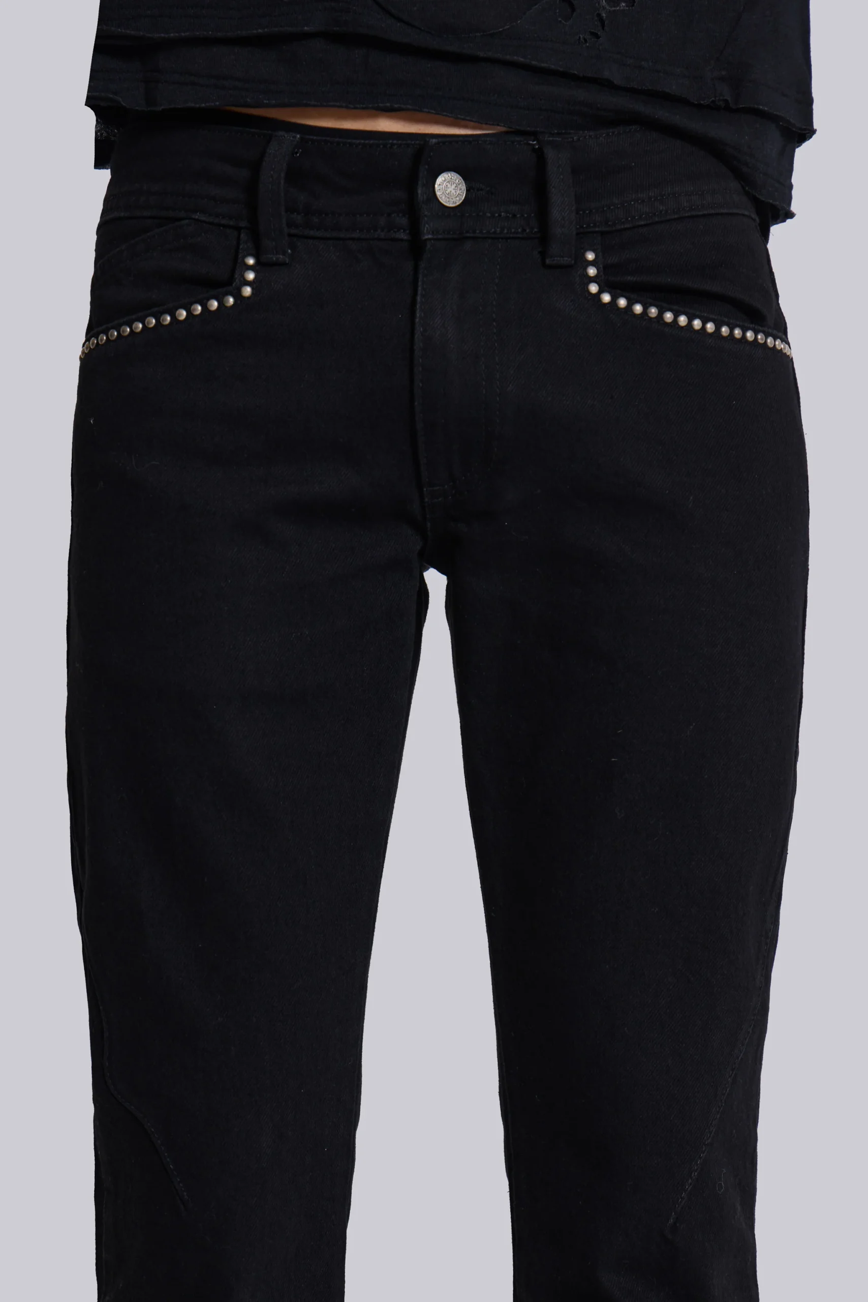 Jet Black Studded Drift Bootcut Jeans