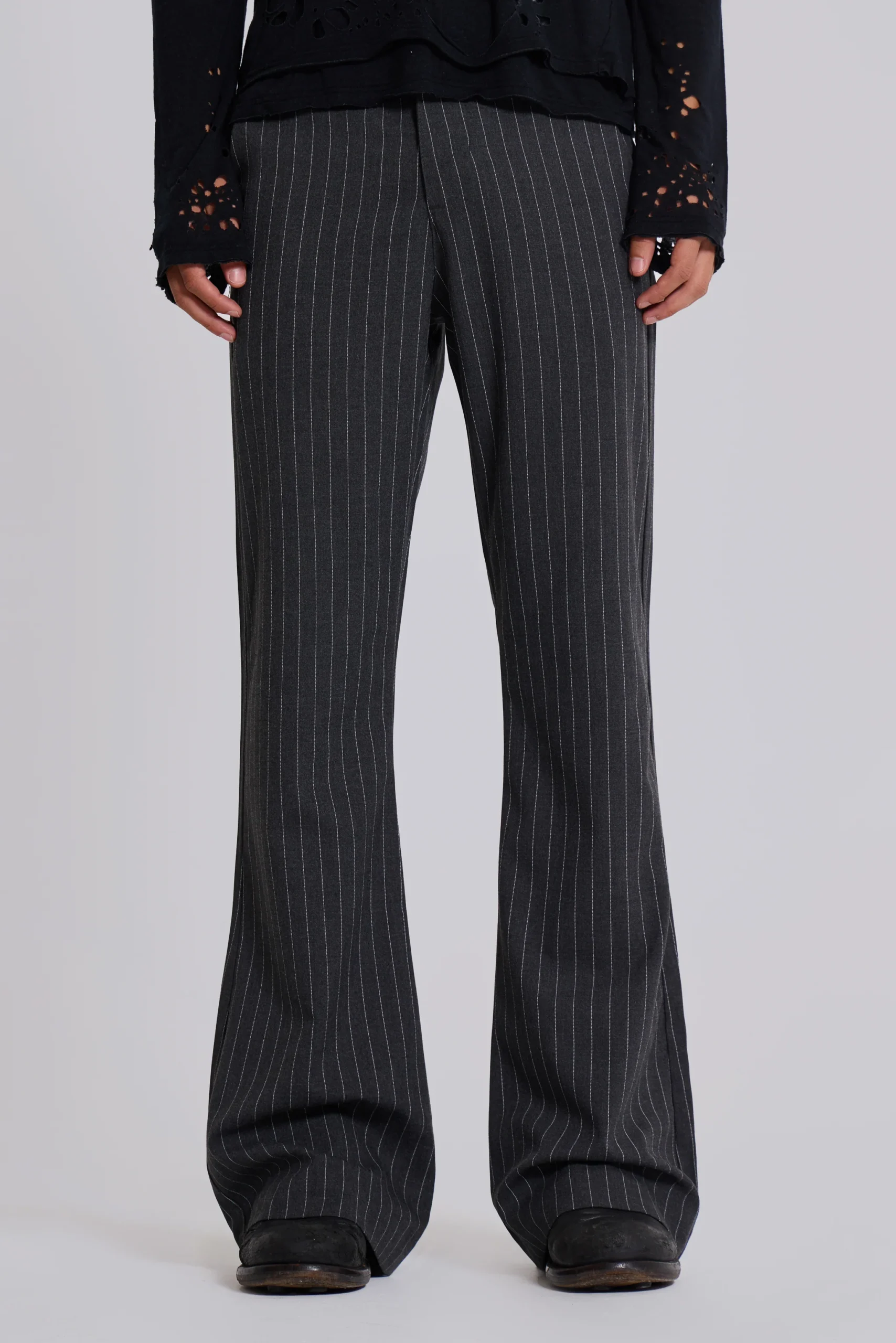 10030-grey-pinstripe-stacked-bootcut-suit-pants-1.webp Grey Pinstripe Stacked Bootcut Suit Pants