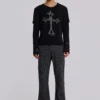 10030-grey-pinstripe-stacked-bootcut-suit-pants-3.webp Grey Pinstripe Stacked Bootcut Suit Pants