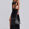 Opaline Asymmetric Stud Maxi Dress