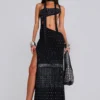 Opaline Asymmetric Stud Maxi Dress