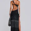 Opaline Asymmetric Stud Maxi Dress