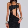 Opaline Asymmetric Stud Maxi Dress