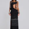 Opaline Asymmetric Stud Maxi Dress