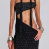 Opaline Asymmetric Stud Maxi Dress