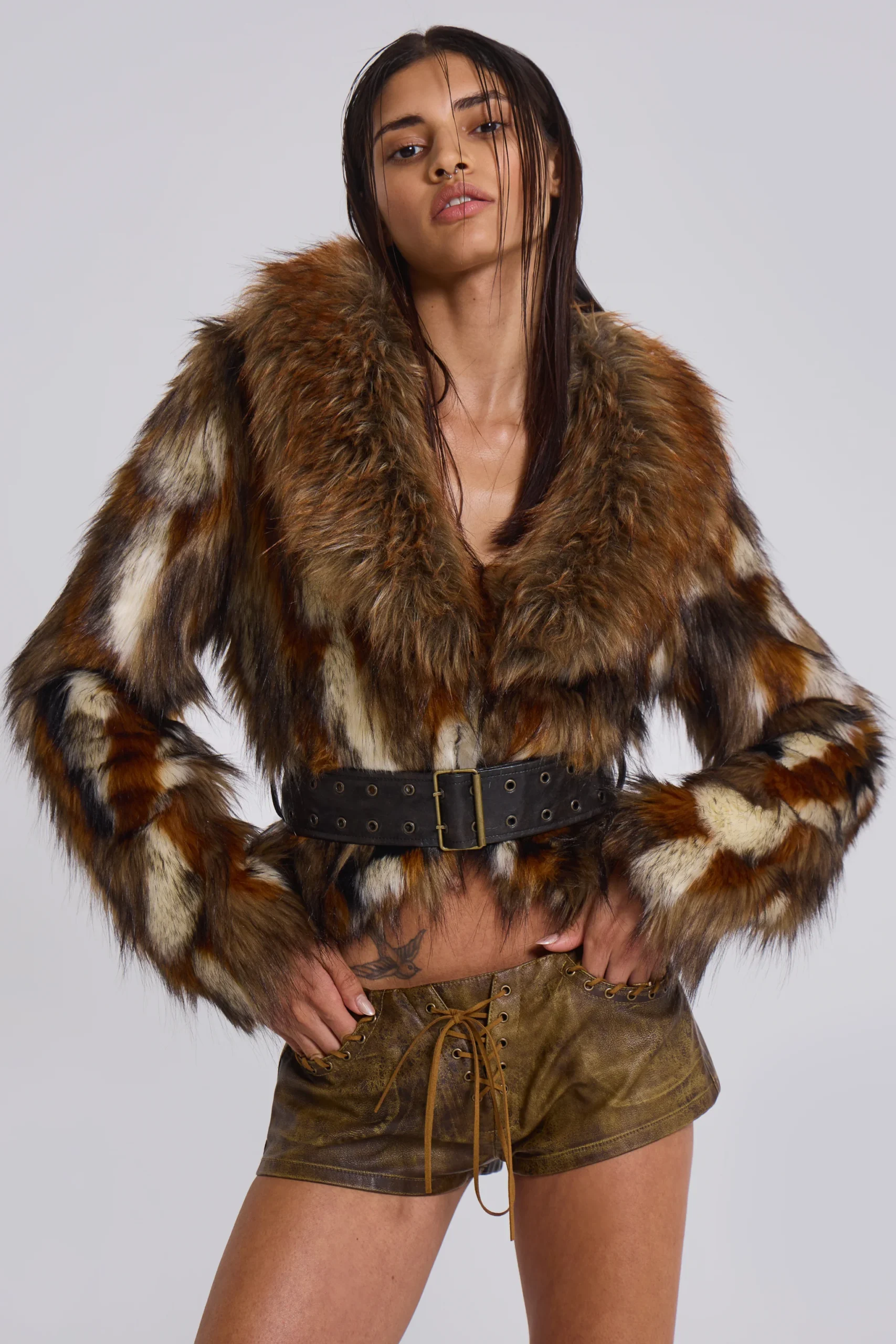 10280-mesconda-faux-fur-belted-jacket-1.webp Mesconda Faux Fur Belted Jacket