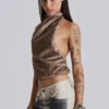 Faux Fur Zene Backless Top