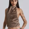 Faux Fur Zene Backless Top