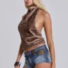Faux Fur Zene Backless Top