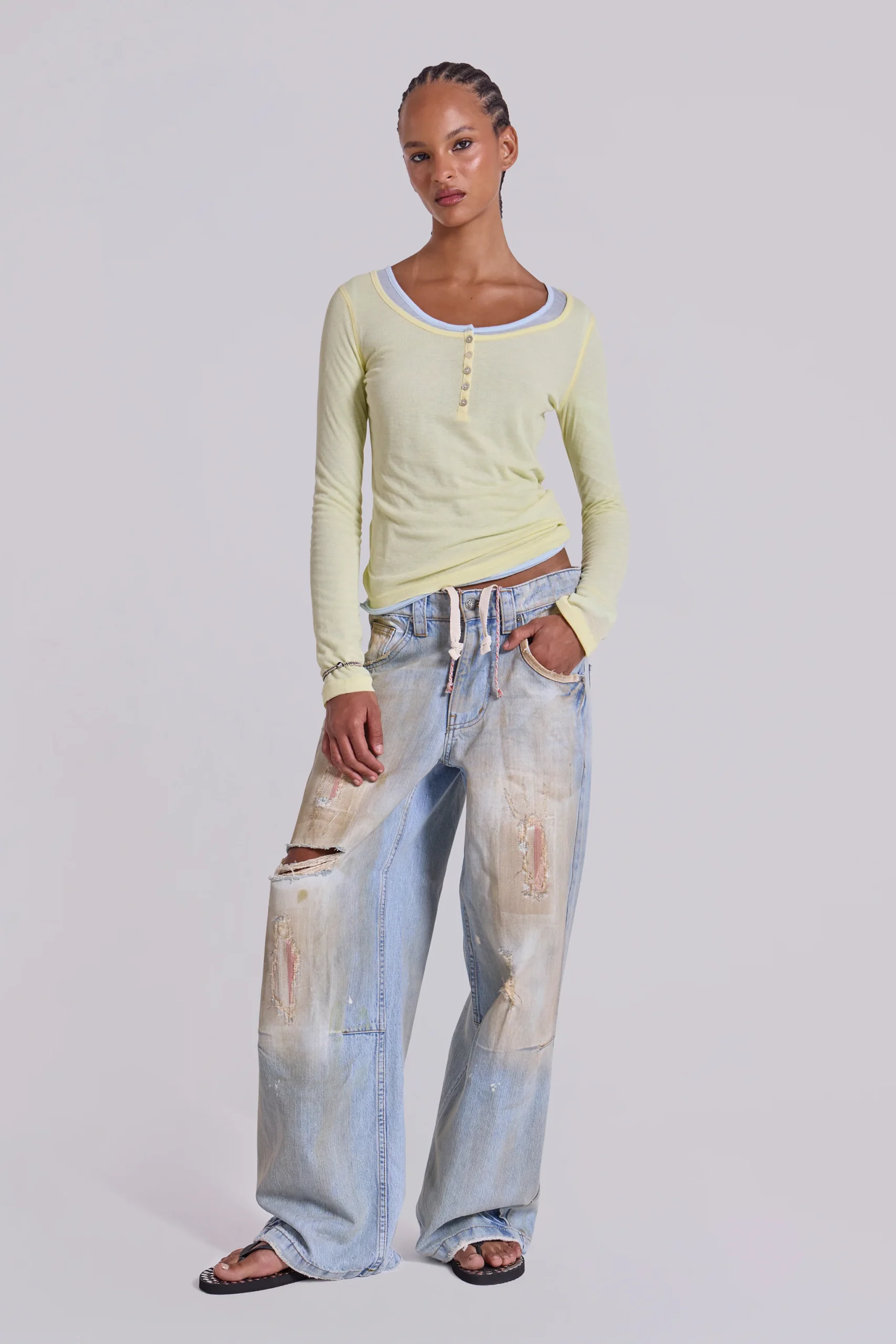 1041-sheer-henley-top-in-buttercup-1.webp Sheer Henley Top in Buttercup