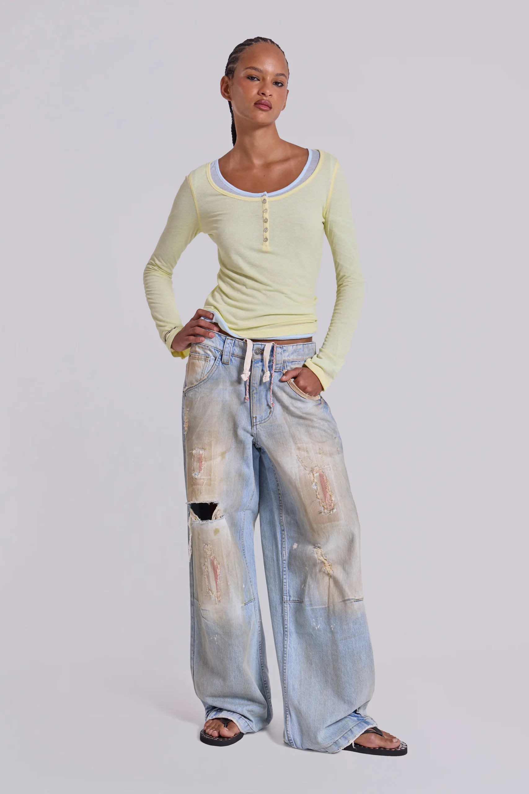 1041-sheer-henley-top-in-buttercup-2.webp Sheer Henley Top in Buttercup