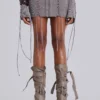 Vargo Knit Lace Up Mini Skirt