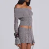 Vargo Knit Lace Up Mini Skirt