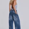 Nailed Studded Colossus Jeans in Mid Blue Wash
