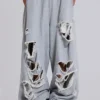 Distressed Grey Marl Baggy Monster Joggers