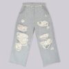 Distressed Grey Marl Baggy Monster Joggers