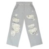 Distressed Grey Marl Baggy Monster Joggers