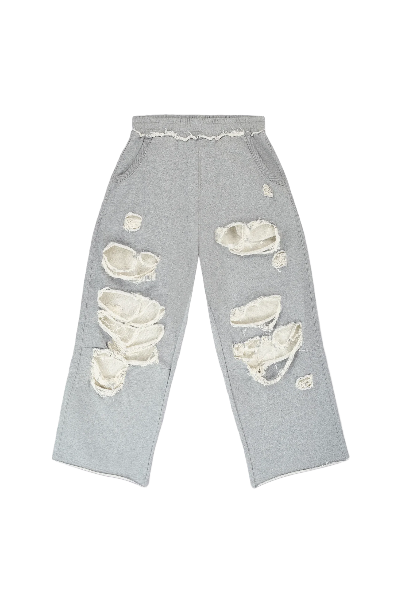 Distressed Grey Marl Baggy Monster Joggers