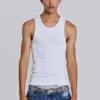 White Rib Full Length Vest