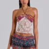 Eliana Devore Knit Bandeau Top in White
