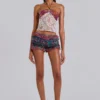Eliana Devore Knit Bandeau Top in White