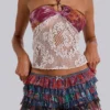 Eliana Devore Knit Bandeau Top in White