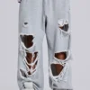 Distressed Grey Marl Baggy Monster Joggers