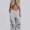 Distressed Grey Marl Baggy Monster Joggers