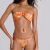 Mari Whipstitch Bandeau Bikini Top With Rattan Trim