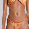 Mari Whipstitch Bandeau Bikini Top With Rattan Trim