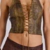 Vaca Whipstitch Faux Leather Corset