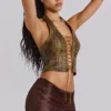 Vaca Whipstitch Faux Leather Corset