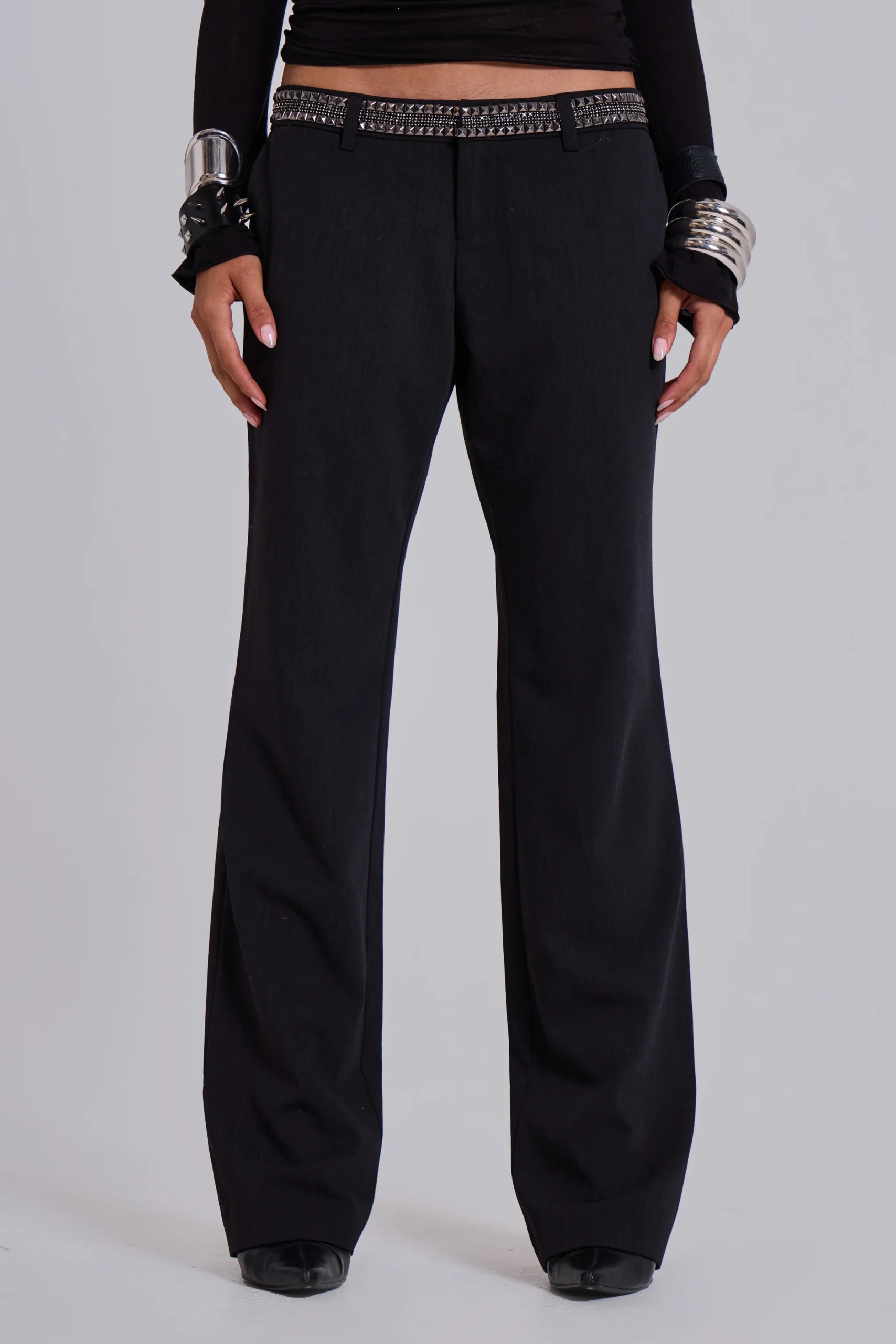 Venissa Embellished Low Rise Tailored Trousers