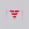 Cata Red Stripe Micro Ruffle Knit Bikini Bottoms