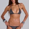 Adrenaline Metallic Studded Micro Triangle Bikini Top