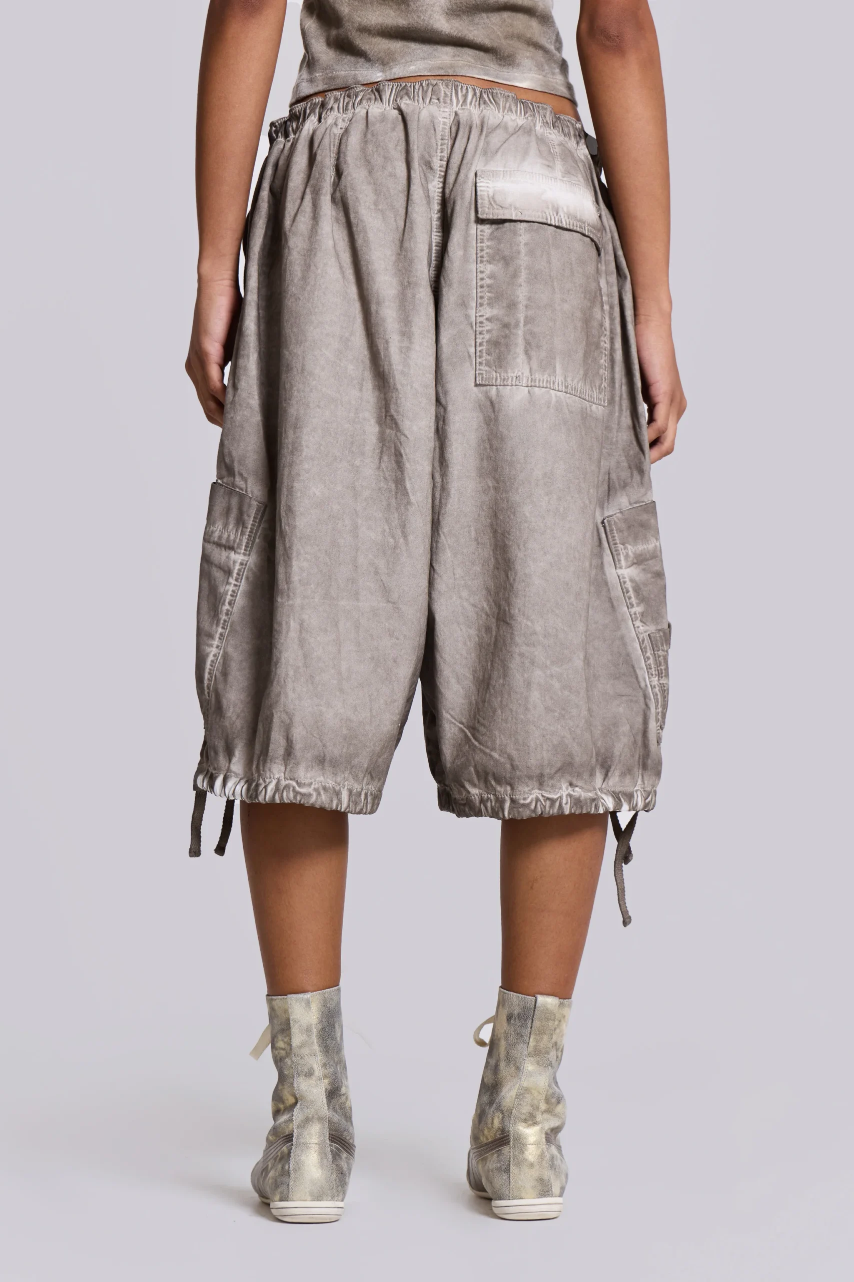 Stone Oil Wash Parachute Shorts