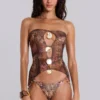 Gualia Strapless Cut Out Top With Shells