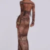 Dahna Macrame Mesh Maxi Dress