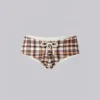 Brown Checked In Bikini Hot Pants