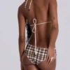 Brown Checked In Bikini Hot Pants