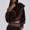 316 Off The Shoulder Fur Jumper in Brown