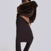 316 Off The Shoulder Fur Jumper in Brown