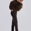 316 Off The Shoulder Fur Jumper in Brown